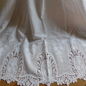 49.2" Wide Cotton Fabric, Retro Hollowed Lace Fabric, Off White Embroidery Cotton Fabric By the yard