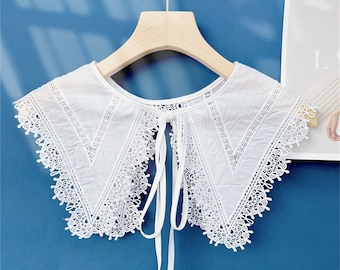 Off white Lace Collar, Floral Collar, Lace-trimmed Collar, Lace Collar Shirt Accessories