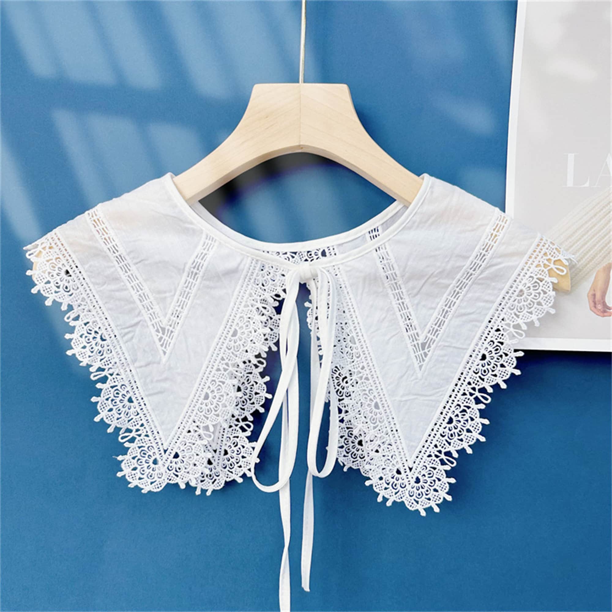 Off White Lace Collar, Floral Collar, Lace-trimmed Collar, Lace