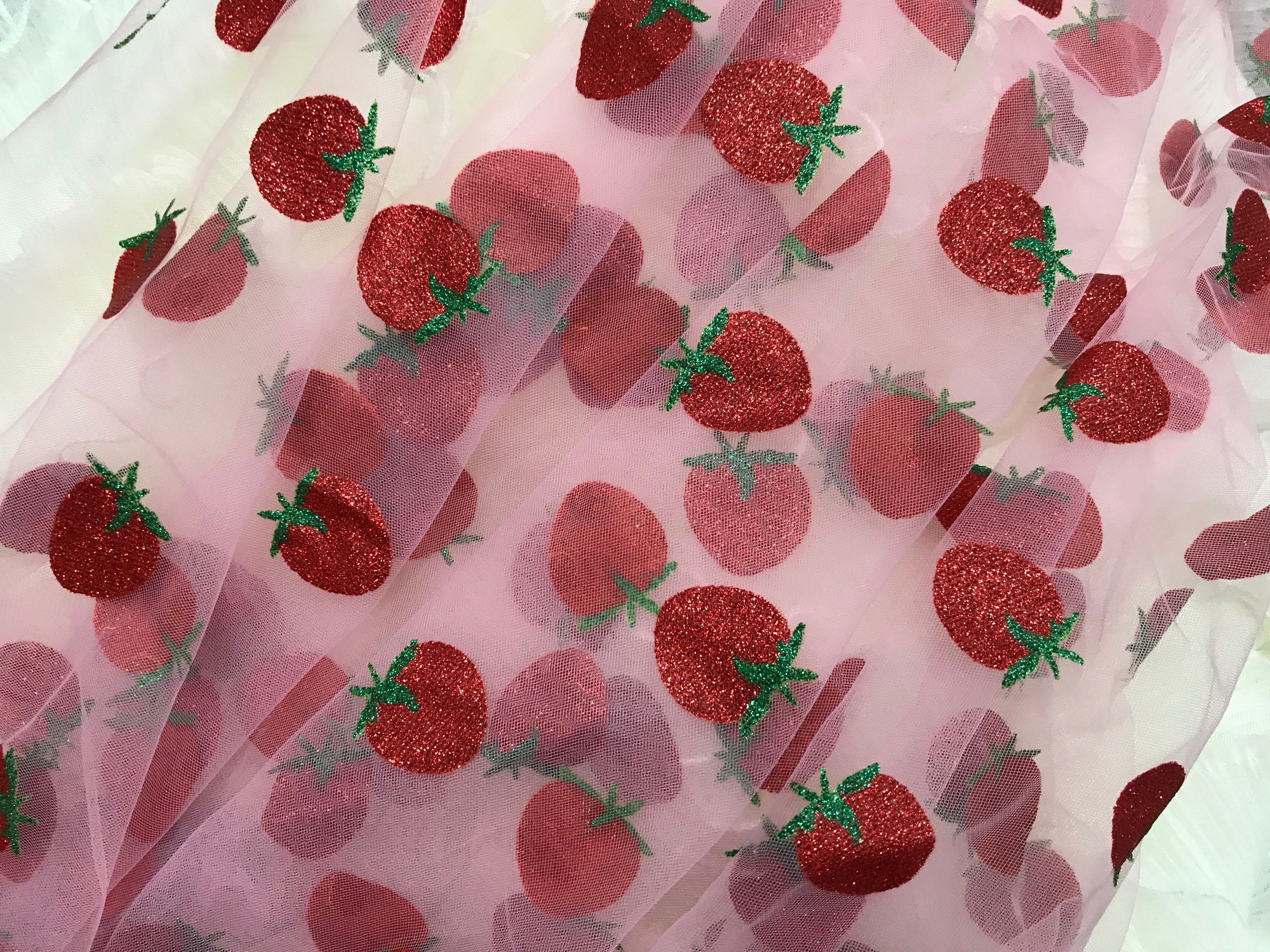 glitter strawberry tulle