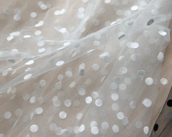 Off white Tulle Lace Retro Polka Dots Fabric for Prom Dress Wedding Ceremony or Girl Tutu Dress