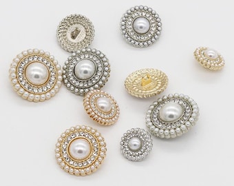 CraftbuddyUS 10個 22 mm 金属合金 ゴールド/パール スナップボタン 手