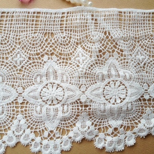 Dentelle de coton blanc cassé à broder, dentelle vintage, bordure en dentelle évidée, accessoire de vêtement bricolage