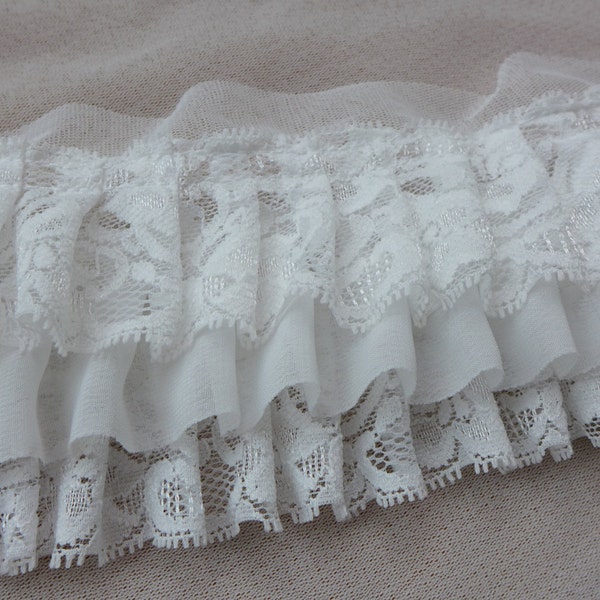 Layers Ruffled Lace Trim for Bridal, Baby Dress, Collar Applique, Costume Design