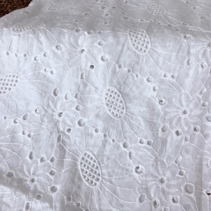 Cotton fabric, off white eyelet fabric by the yard, eyelet embroidered dress lace fabric, cotton eyelet fabric image 3