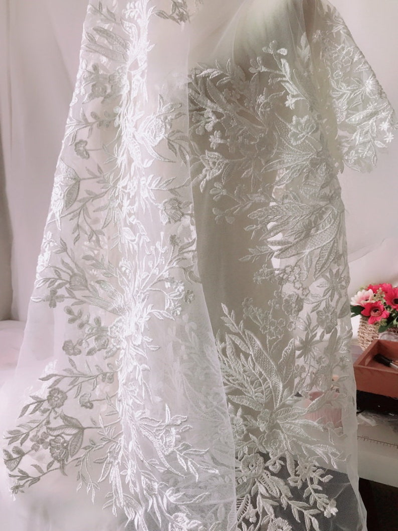 0.9x1.3 meter wide ivory sequins mesh tulle gauze bridal wedding dress embroidered veil fabric cloth clothing K30C356O0804V free ship