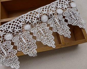 Cotton Lace Vintage Crochet Lace Off White Hollowed Lace Trim 4.52 Inches wide 1 Yard