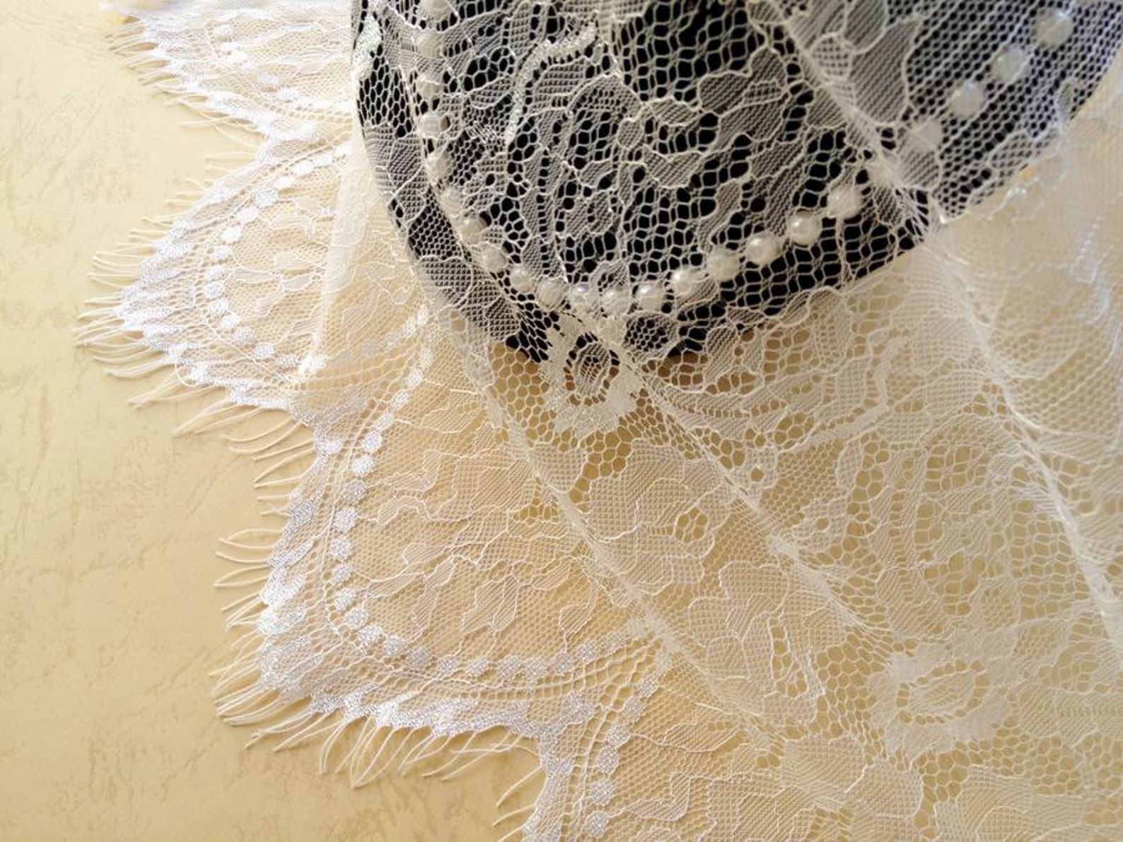 White Wedding Fabric Retro Eyelash Floral Lace Fabric Etsy