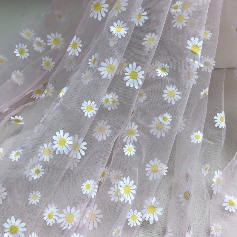 Daisy Flowers Lace Fabric Print Floral Tulle Fabric for Tutus - Etsy