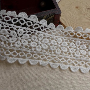 Off white Lace, Cotton Crochet Lace Trim, Off white Scalloped Edge Lace Trim