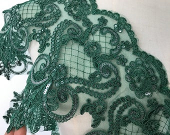 Grüne Spitzenborte Retro Alencon Schnür-Spitze für Hochzeitskleid, fingerlose Handschuhe, Nähen, Kleidung
