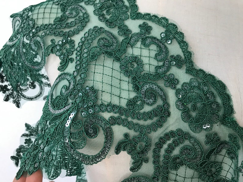 Green Lace Trim Retro Alencon Corded Lace for Wedding Gown - Etsy