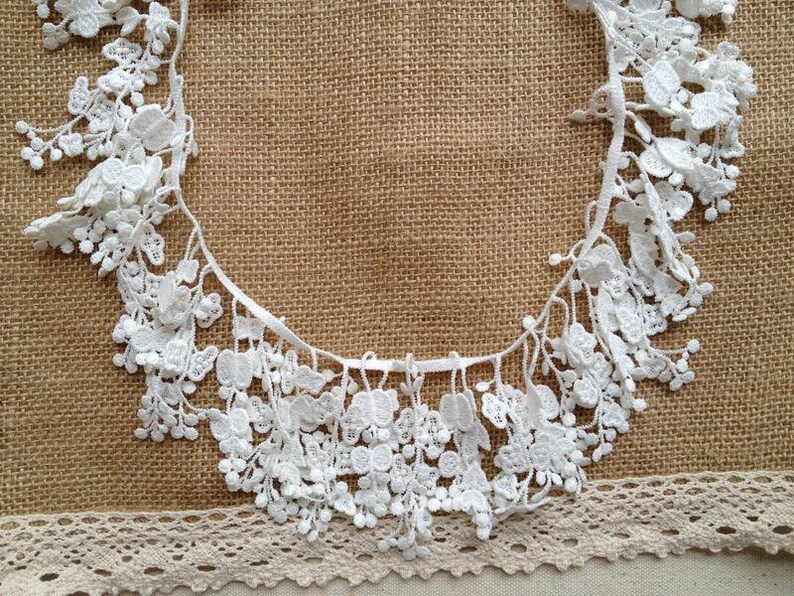 White Venice Lace Trim Super Exquisite Fringe Lace Wedding Bridal Bracelet Jewelry Design 1 Yard image 3