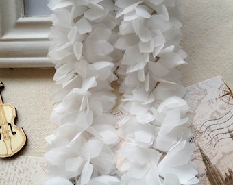 Soft White Chiffon Lace 3D Leaves Trim Bridal Chiffon Lace Trim 2.36 Inches Wide 1 Yard