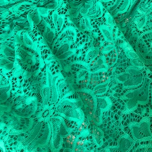 Green Stretch Fabric, 59" wide Elastic Lace Fabric, Evening Dress Lace Fabric image 7