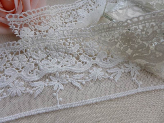 2 Yards Lace Trim Ribbon Embroidered Snowflake Hollow DIY Dress Sewing Materials