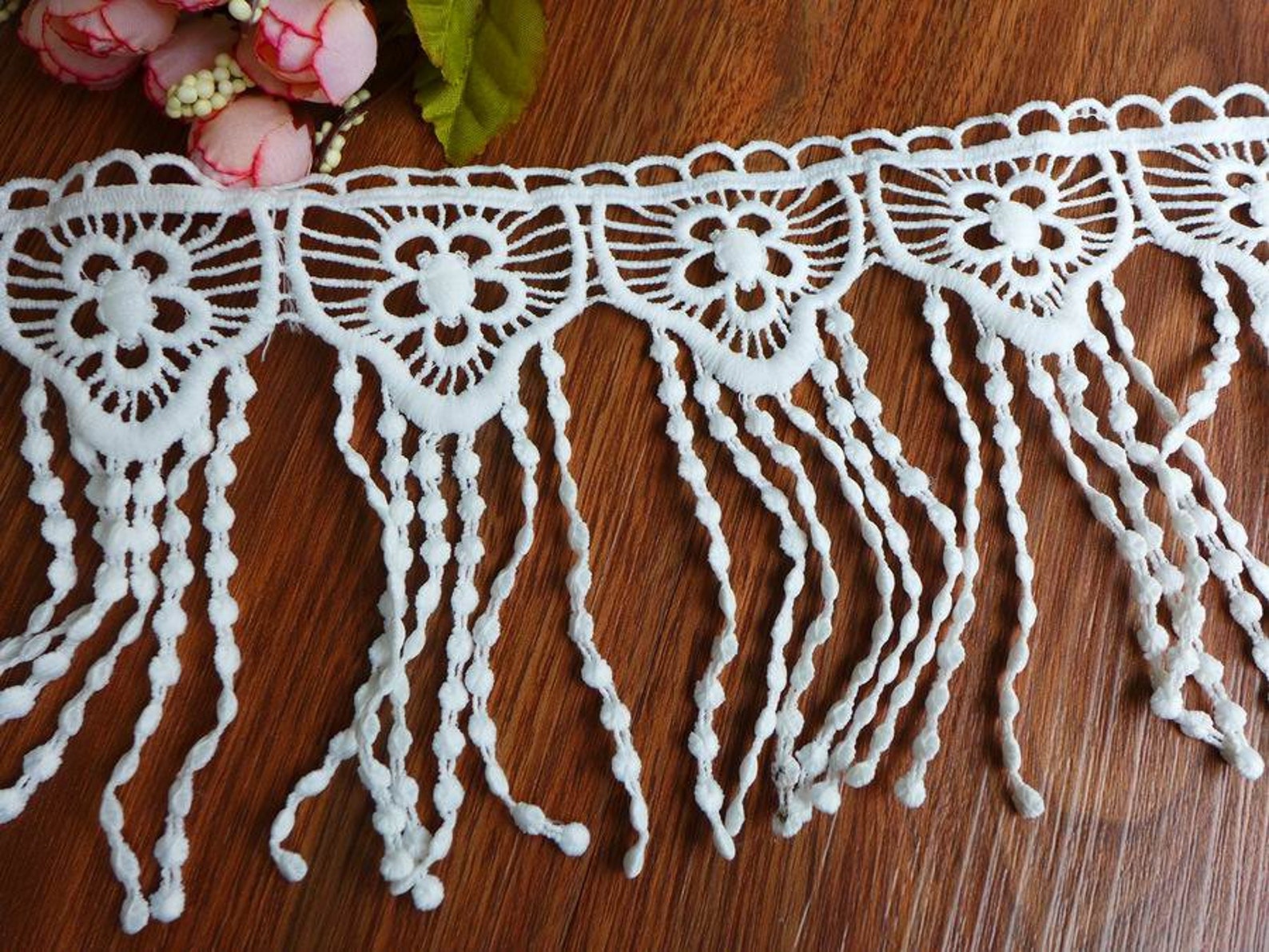 Venice Fringe Lace White Tassel Lace Trim for Bridal Etsy