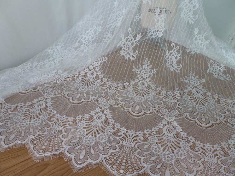 Chantilly Lace Wedding Dress Fabric Soft White Scallops Lace | Etsy