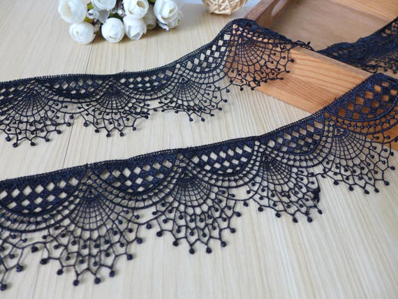 Scalloped Lace Black Venice Lace Guipure Lace Trim for Garters Choker Necklace Collar Applique Etsy UK