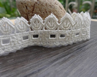 Off White Cotton Lace Trim, Cotton Ribbon Lace, Lace Trimming, Lace Gift Wrap, Embellishment Lace