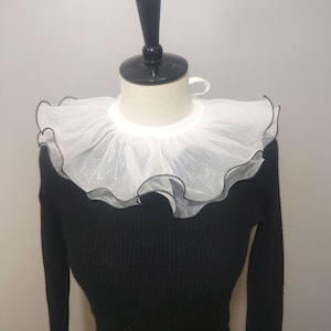 Clown Collar/Cuffs, Jester Costume Double-layer Organza Ruffle Collar, Adjustable Cosplay Neck Accessory