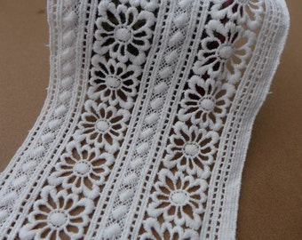 White Cotton Lace Trim Embroidered Hollowed-out Lace Fabric Trims for Home Decor Costumes Sewing