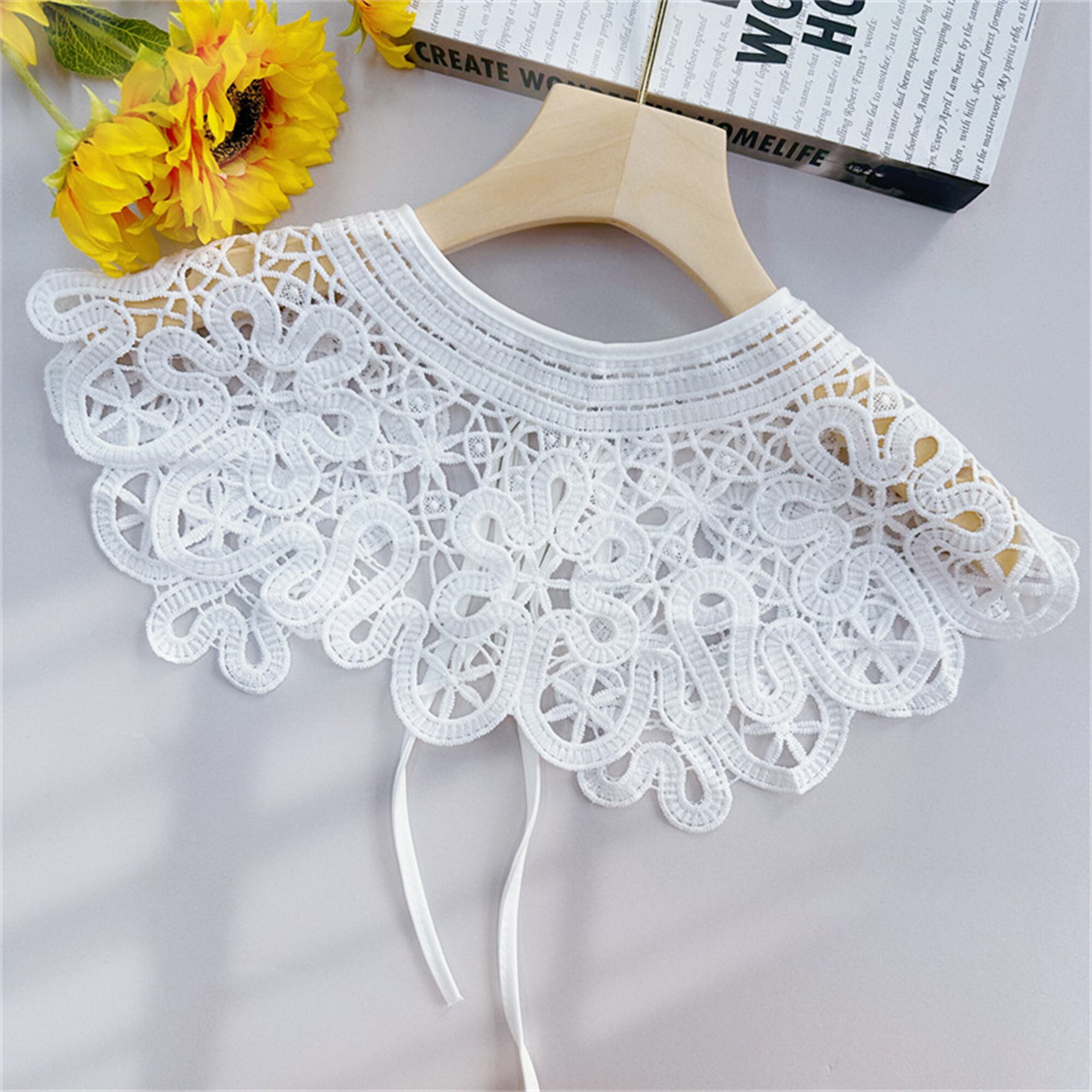 Vintage Sweden Swedish Dalarna Lace Collar Removable‎ Boho Delicate Feminine ART DECO Huge 1920s-30s Cape Style Lace Collar,Bertha . For  main image 3
