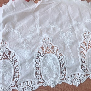 Vintage Style Cotton Lace 13.2" Wide Off white Cotton Lace Trim for Sleeve, Dresses, Costume design