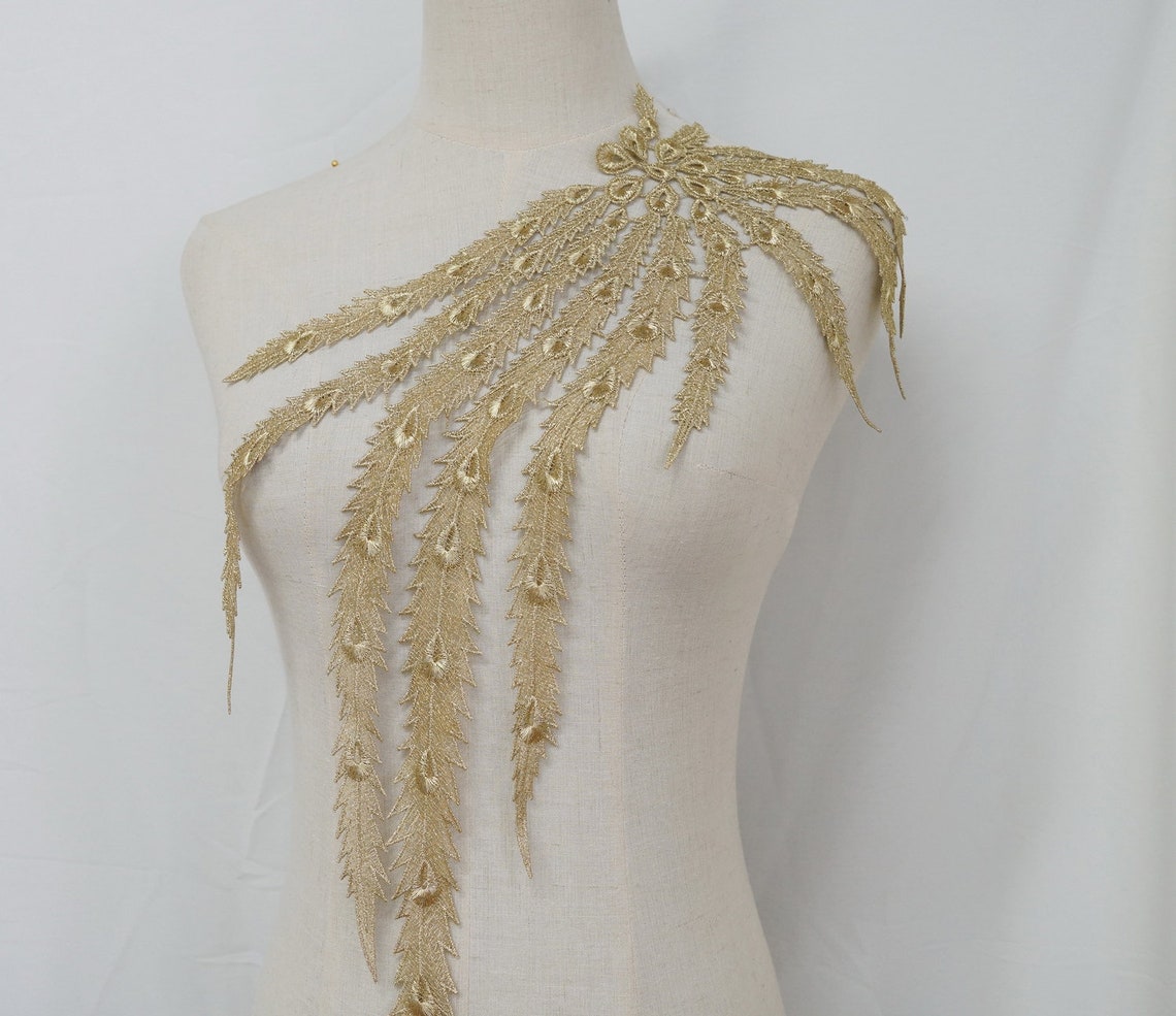 Gold Applique Venice Gold Thread Embroidery Trim Gold Peacock - Etsy