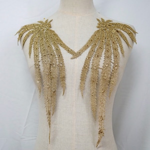 Gold Applique Venice Gold Thread Embroidery Trim Gold Peacock Lace Applique
