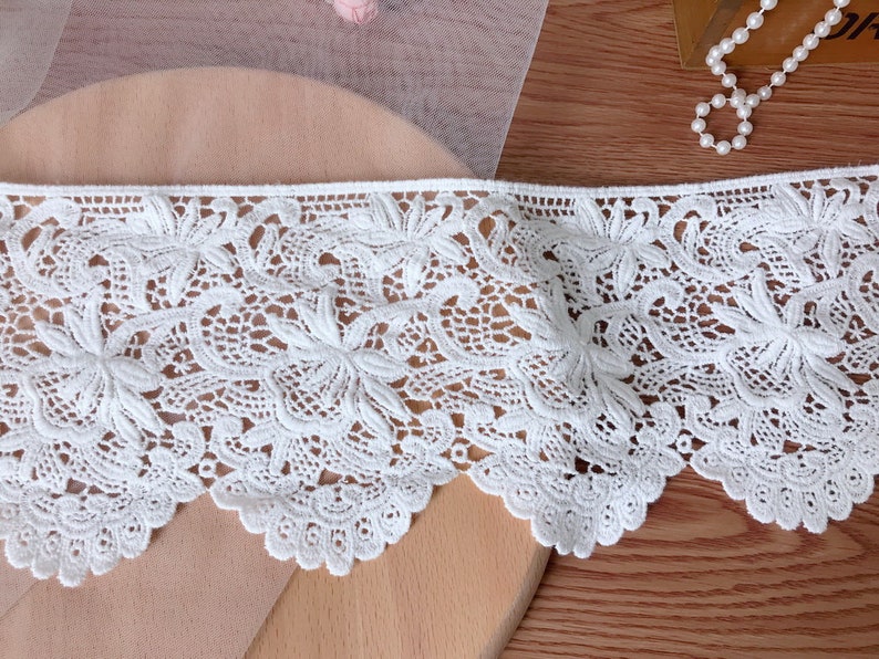 5.5 wide Cotton scalloped lace off white lace trim home decoration lace trim skirt trim lace