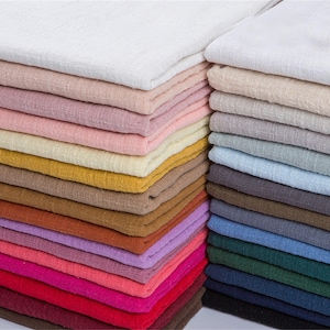 Soft Cotton Linen Fabric by the yard, Cotton Crepe Fabric, Washed Cotton Fabric,  Lightweight Fabric, Breathable Fabric, 31 colors