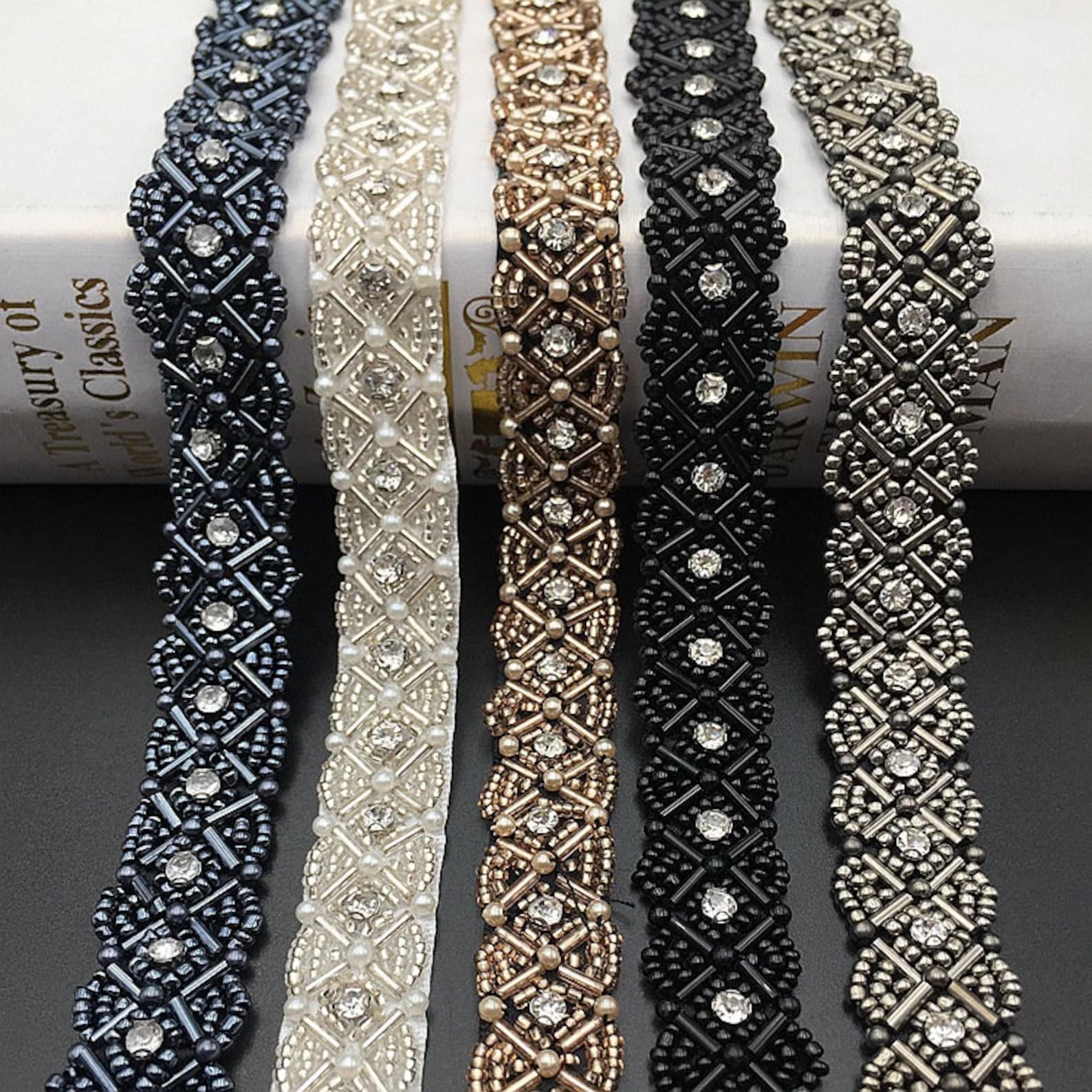 Bridal Beaded Trim Bead Lace Trim Beaded Trim Veil Wedding Etsy