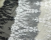 White Black Floral Pattern Lace Chantilly Lace Trim for Lace Veils, Dresses, Wedding Table Runner
