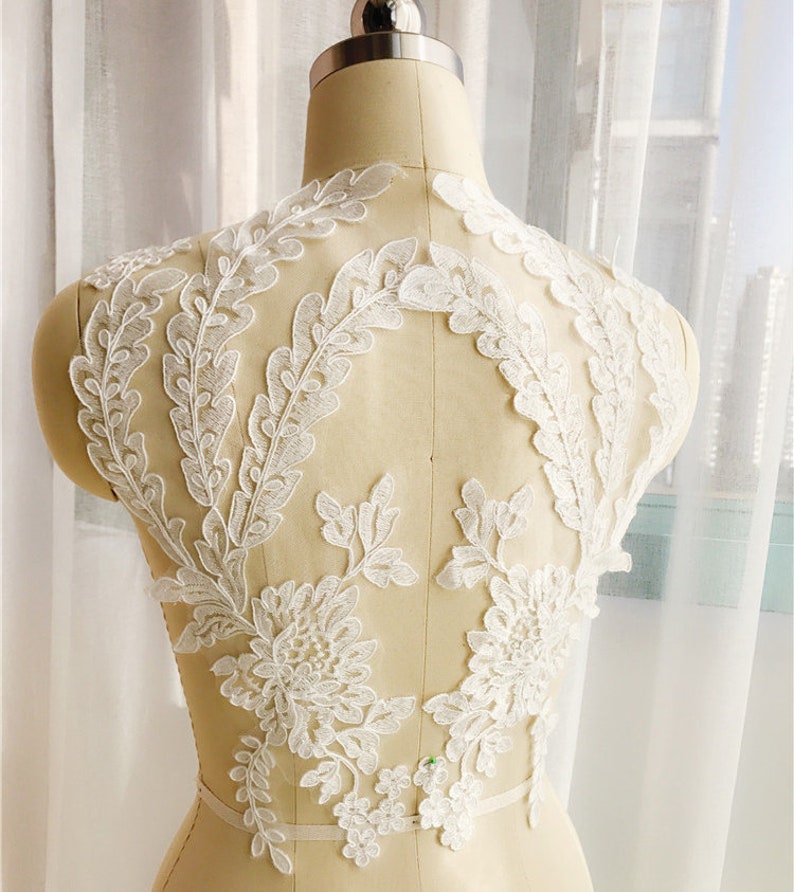 Gold Alencon Cord Lace Appliqué Pair for Bridal Illusion | Etsy