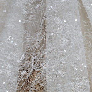 Schöner steifer Tüll-Blumenstoff mit klaren Pailletten in Off-Weiß für Petticoat, Brautjungfernkleid, Mädchen-Baldachinkleid Versorgung