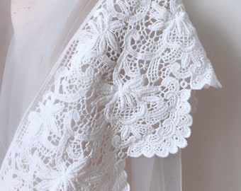 5.5" wide Cotton scalloped lace, off white lace trim, skirt trim lace, home decoration lace trim