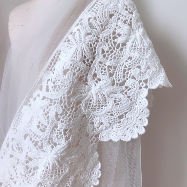 5.5" wide Cotton scalloped lace, off white lace trim, skirt trim lace, home decoration lace trim