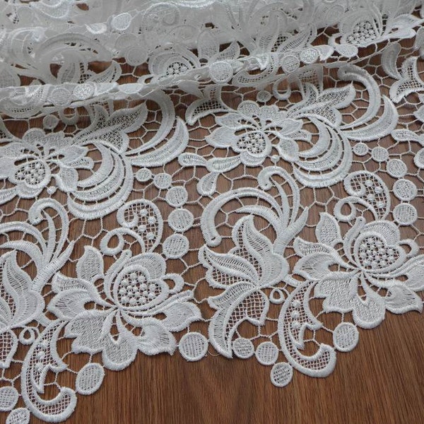 Tissu en dentelle de Venise, guipure, tissu blanc, tissu en dentelle pour robe de mariée