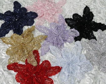 9 colori luccicanti paillettes perline fiore 3D, petali stratificati applique fiore per sposa, abito da ballo, abito da damigella o costume da ballo