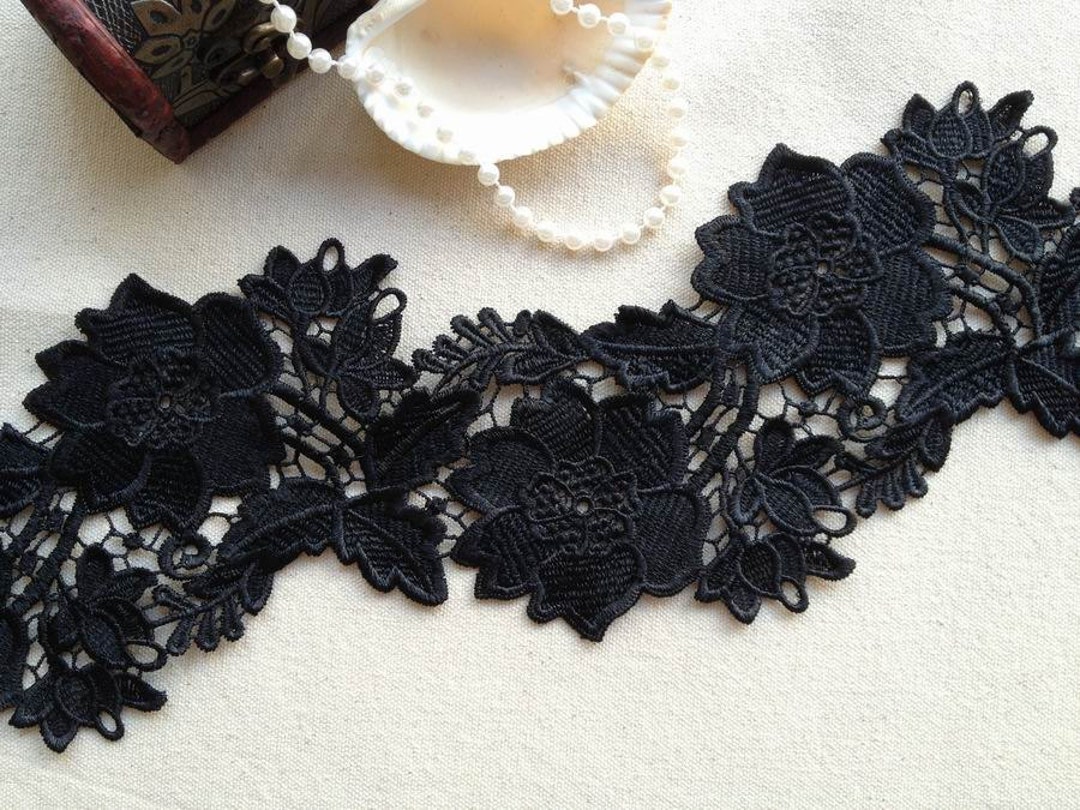 Black Lace Venice Lace Trims for Jewelry Design, Burlesque, Millinery ...