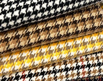Houndstooth Style Fabric By The Yard, Multicolor Tweed Fabric for Jacket, Coat making, Blazer, Overcoats