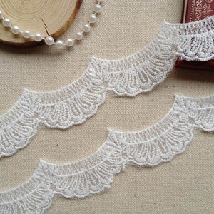 Off White Cotton Scalloped Lace Bridal Wedding Supply Craft Sewing Lace Trim 2 Yards