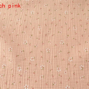 100% Double Gauze Cotton Fabric, Cotton Crepe fabric, Floral Print Fabric, Cotton Muslin Fabric, 53.1" Wide Fabric By yard Peach pink