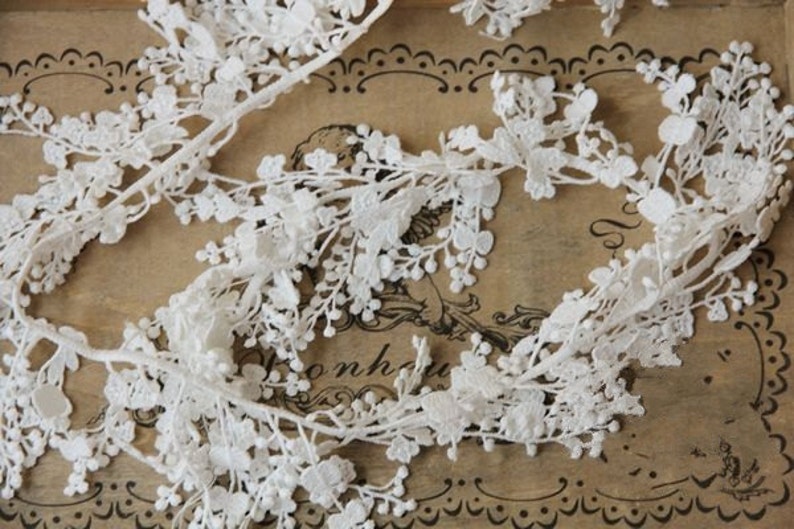 White Venice Lace Trim Super Exquisite Fringe Lace Wedding Bridal Bracelet Jewelry Design 1 Yard image 1
