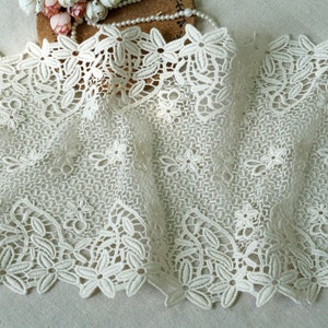 Retro Lace Beige Cotton Crochet Lace Trim for Girl Dress, Boho Dress, Curtains Lace