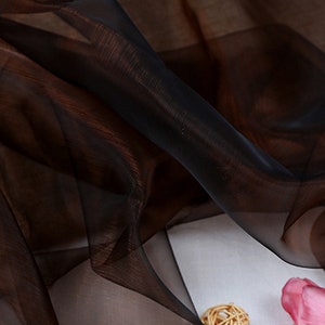 Two Tone Sheer Organza Fabric Voile for Tutu Dress, Doll Dress, Wedding Dress Party Decor - 10 Colors #12 Dark coffee