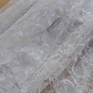 White Allover Fabric, Soft  Floral Lace Fabric, Wedding Dress Fabric, Baby Wrap Newborn Photography