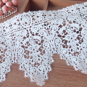 Retro scallops venice lace trim, off white guipure lace trim, bridal dress lace trim