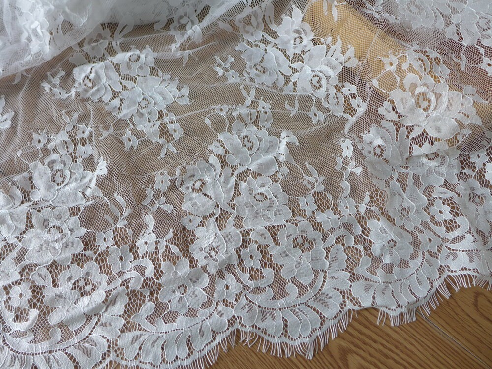 French Chantilly Lace Dress Fabric Elegant Floral Wedding | Etsy